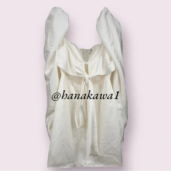 HOUSE OF CB 'Maia' Ivory Satin Puff Sleeve Mini Dress - Picture 9 of 12